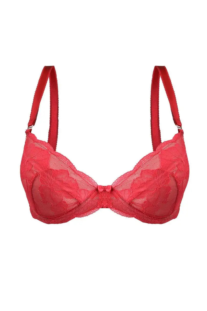 Reggiseno push up in pizzo - amelia - red
