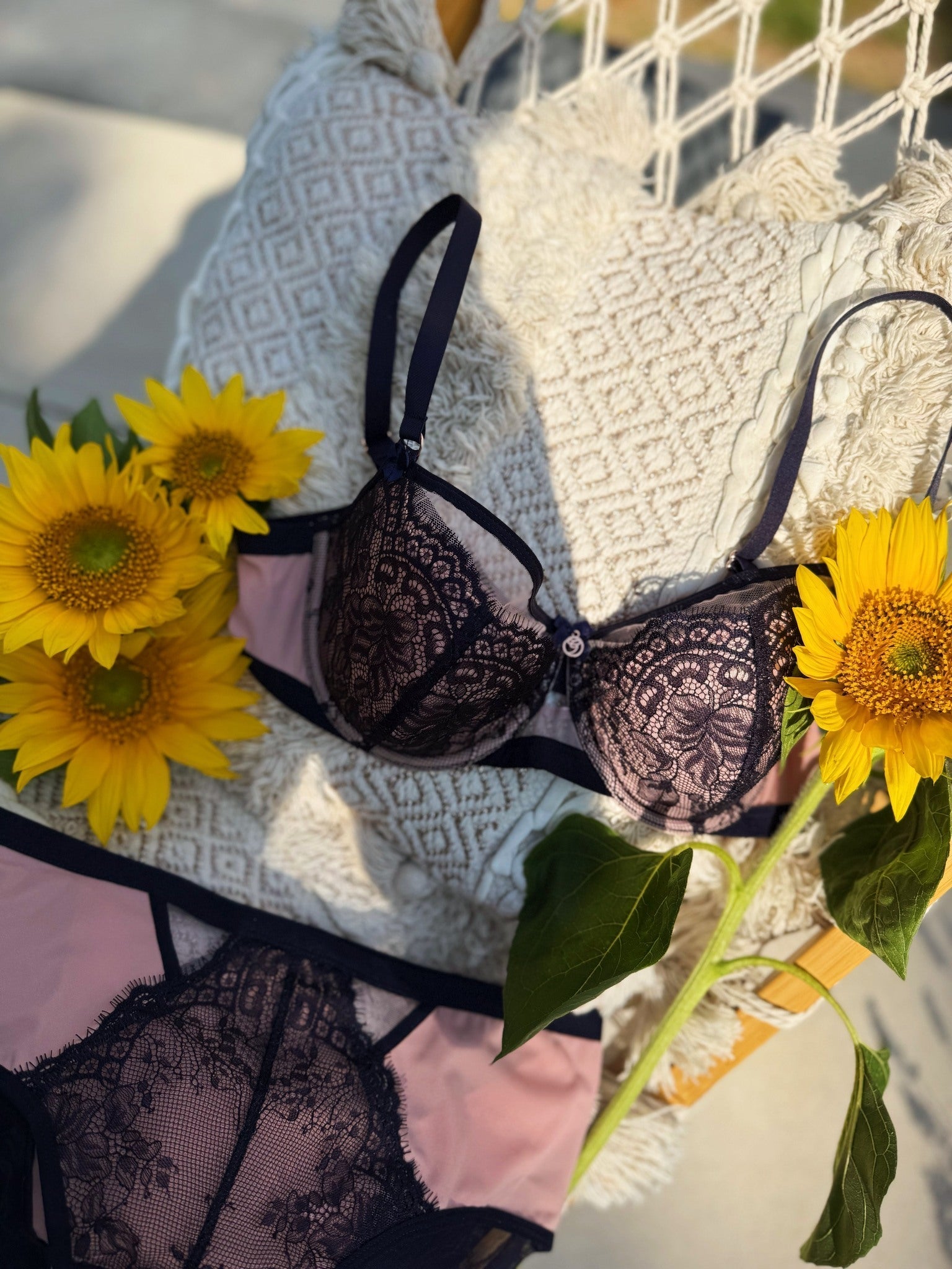 Reggiseno semi–soft con ferretto in pizzo - aina frida - blu