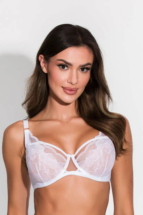 Reggiseno semi soft in pizzo - amelia - bianco