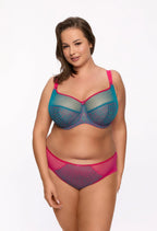 Reggiseno soft con ferretto in tulle turchese e ricamo