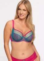 Reggiseno soft con ferretto in tulle turchese e ricamo