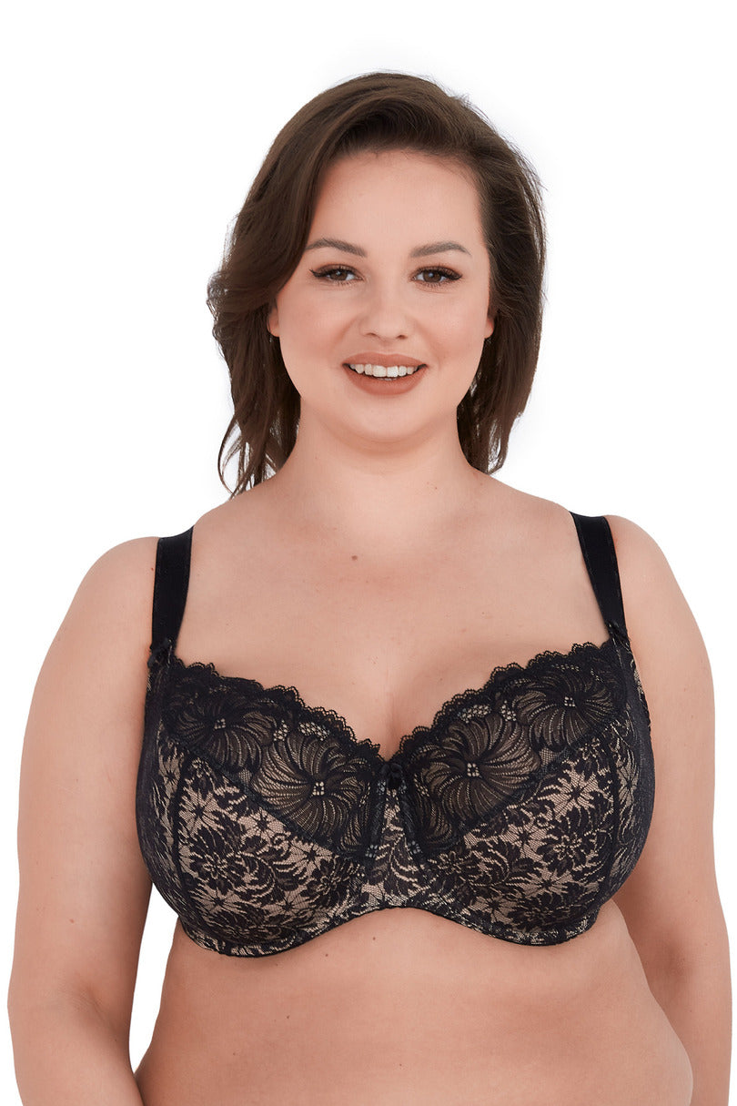 Reggiseno soft in pizzo - chantal maxi - nero