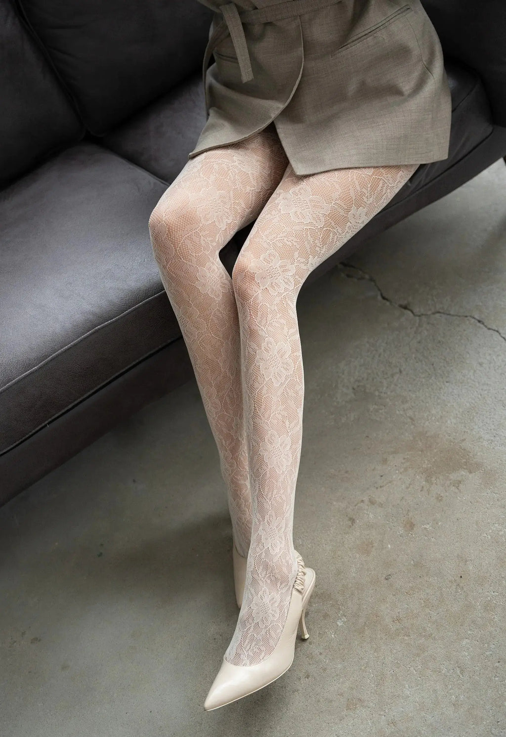 Rosa stile | collant traforati a fantasia floreale (punta