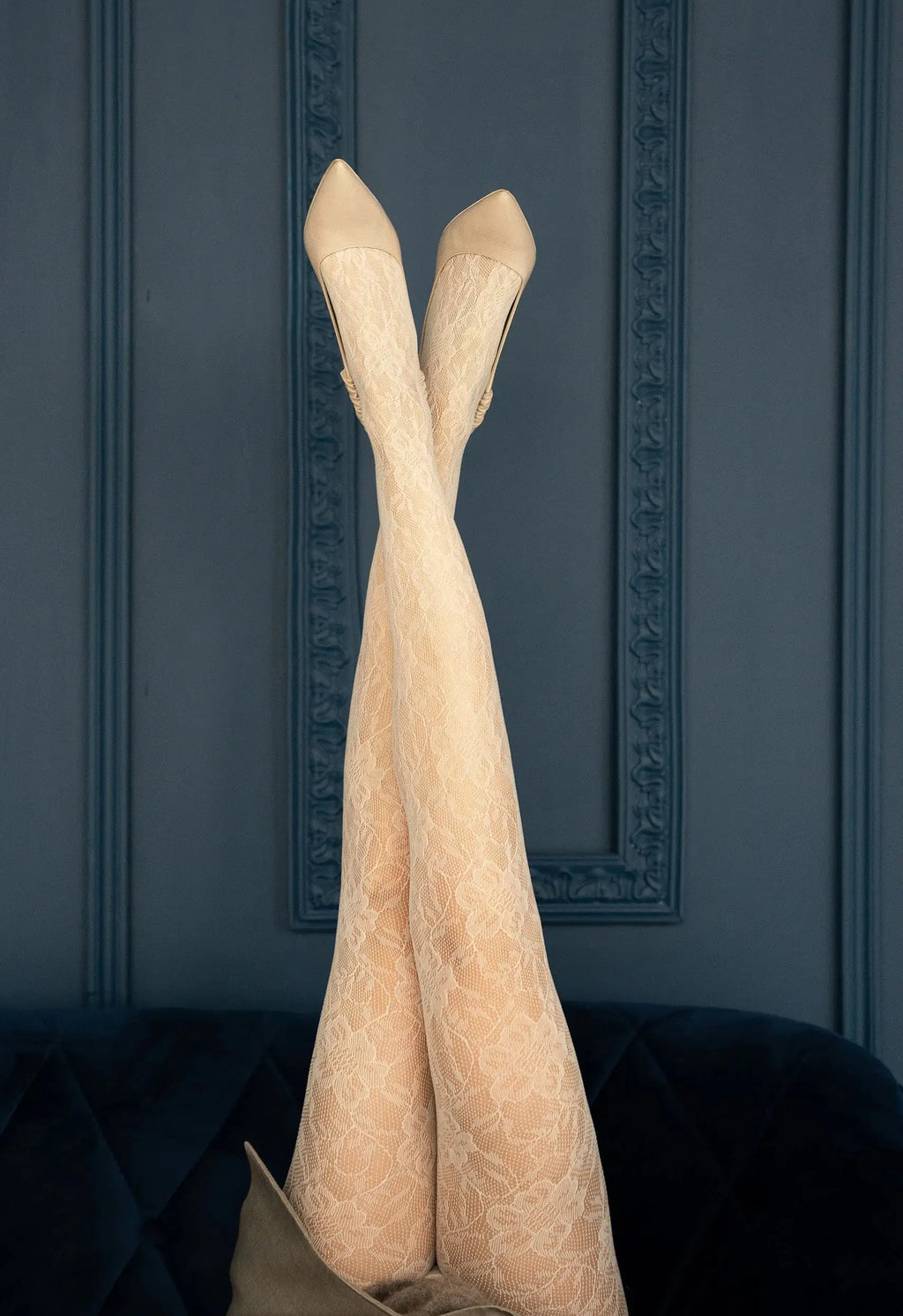 Rosa stile | collant traforati a fantasia floreale (punta