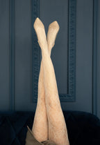 Rosa stile | collant traforati a fantasia floreale (punta