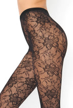 Rosa stile | collant traforati a fantasia floreale (punta