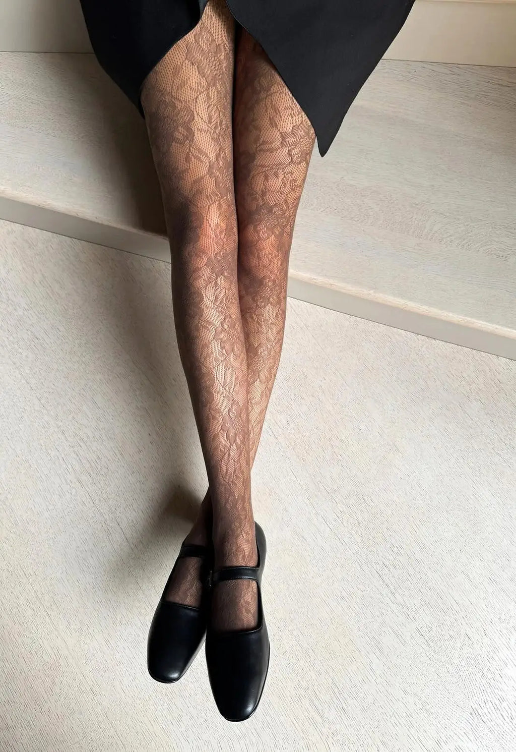 Rosa stile | collant traforati a fantasia floreale (punta