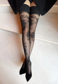 Rosa stile | collant traforati a fantasia floreale (punta