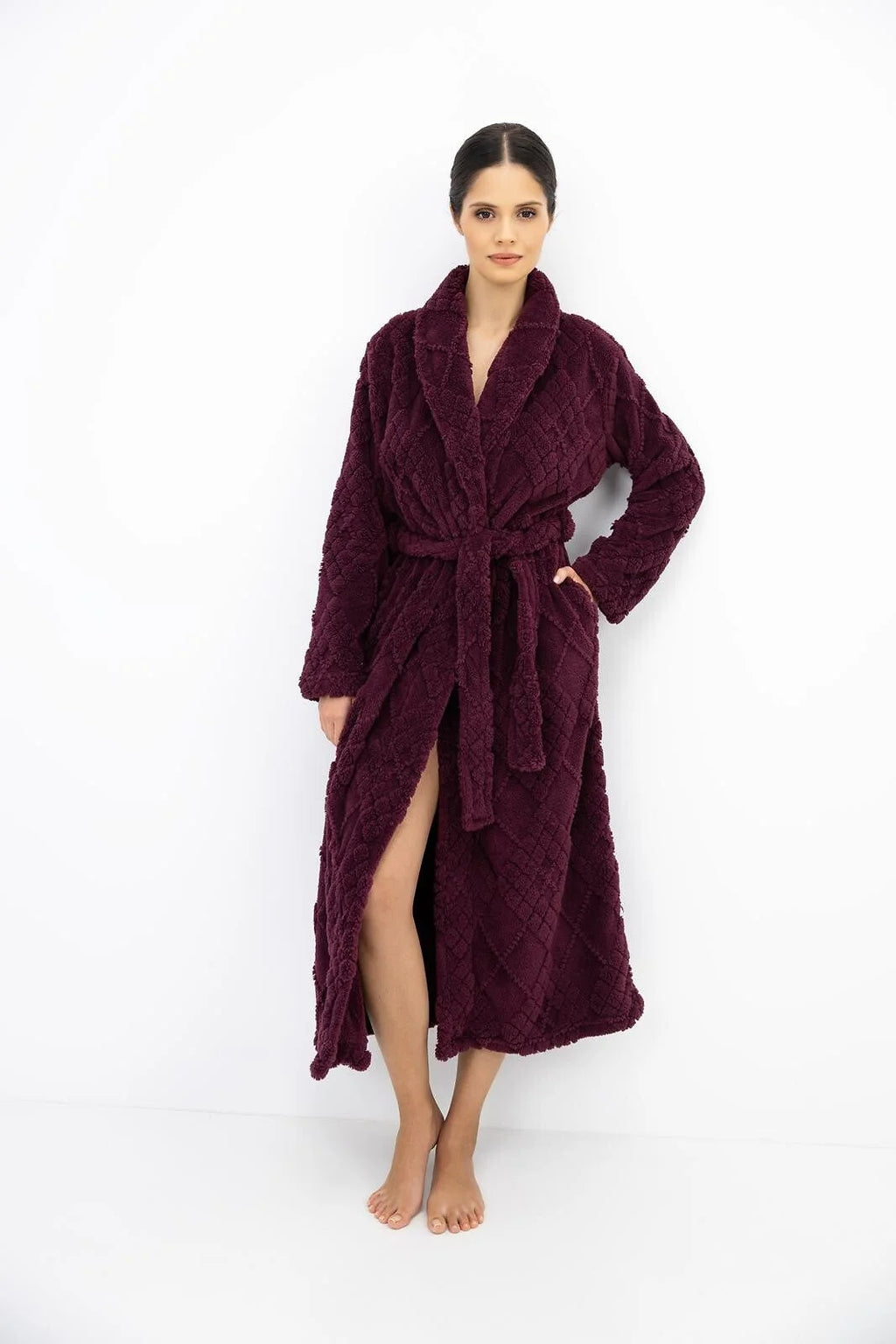 Rosira - vestaglia lunga da donna in tessuto goffrato