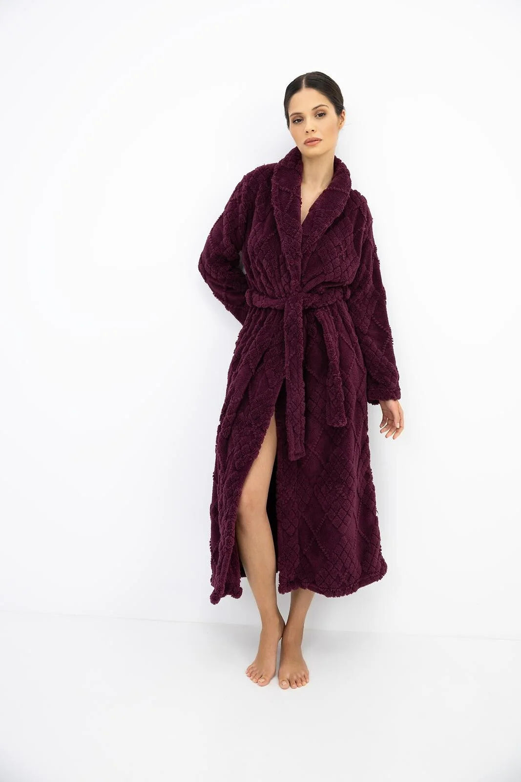 Rosira - vestaglia lunga da donna in tessuto goffrato