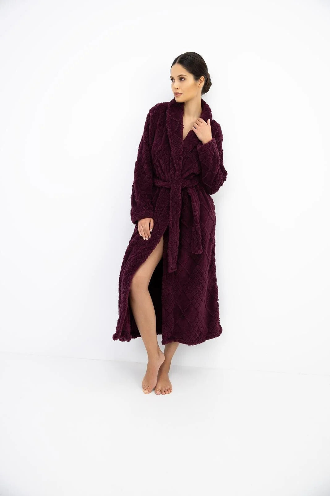 Rosira - vestaglia lunga da donna in tessuto goffrato