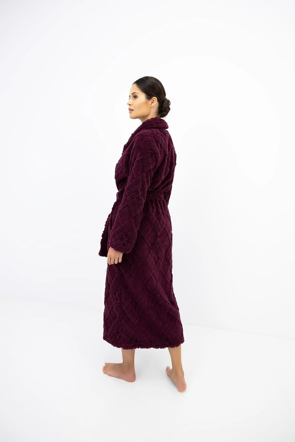 Rosira - vestaglia lunga da donna in tessuto goffrato