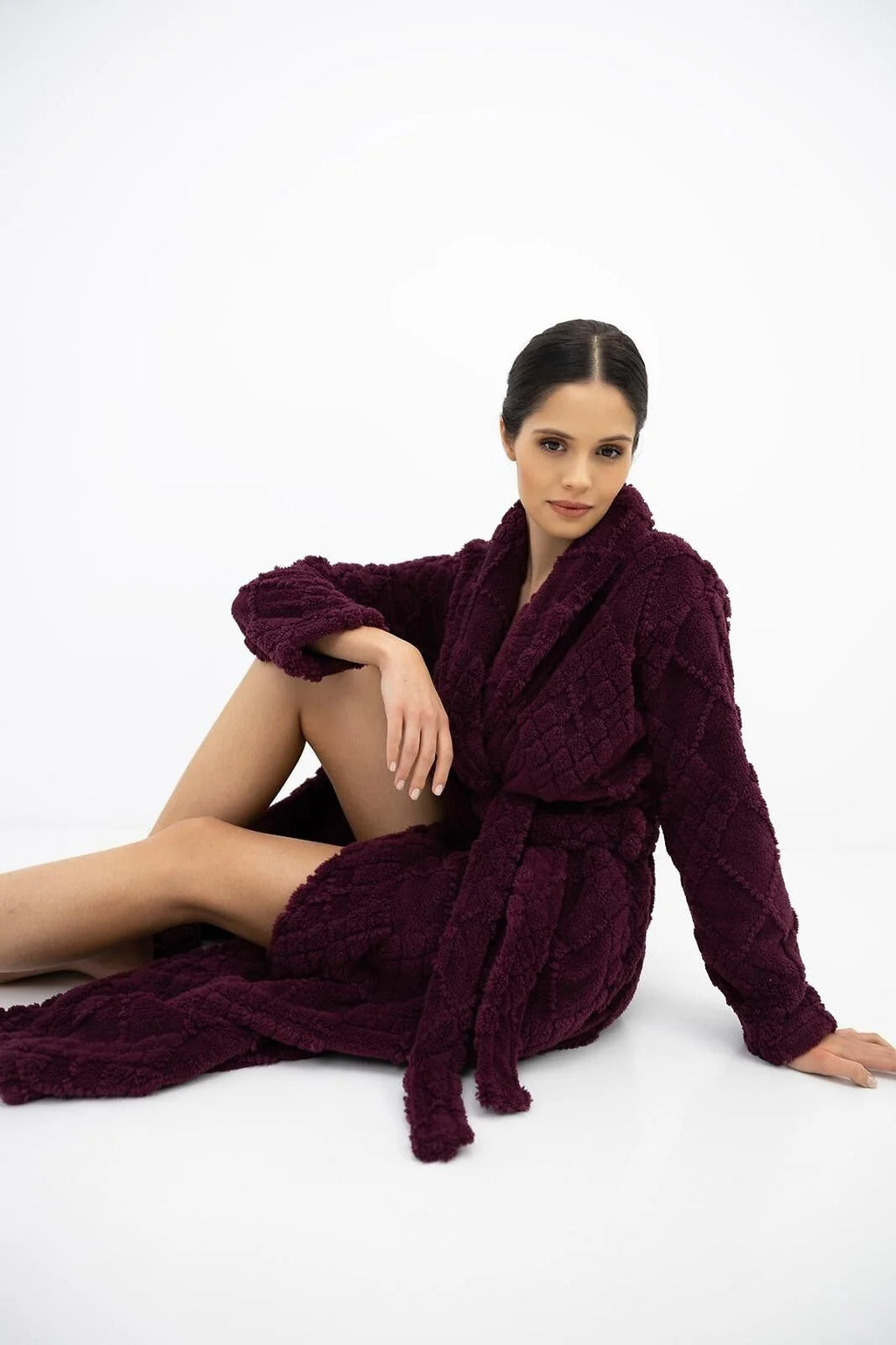 Rosira - vestaglia lunga da donna in tessuto goffrato