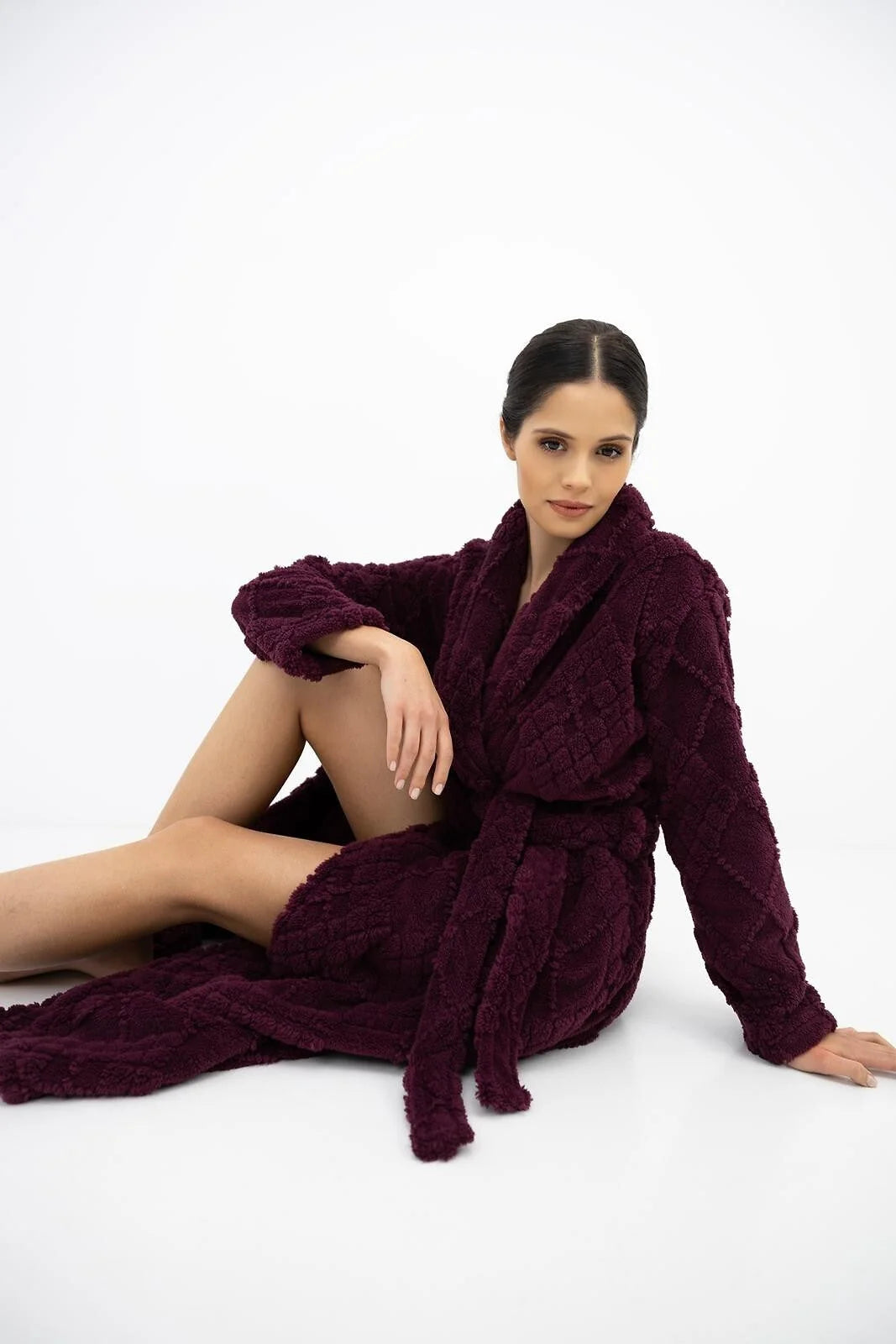 Rosira - vestaglia lunga da donna in tessuto goffrato