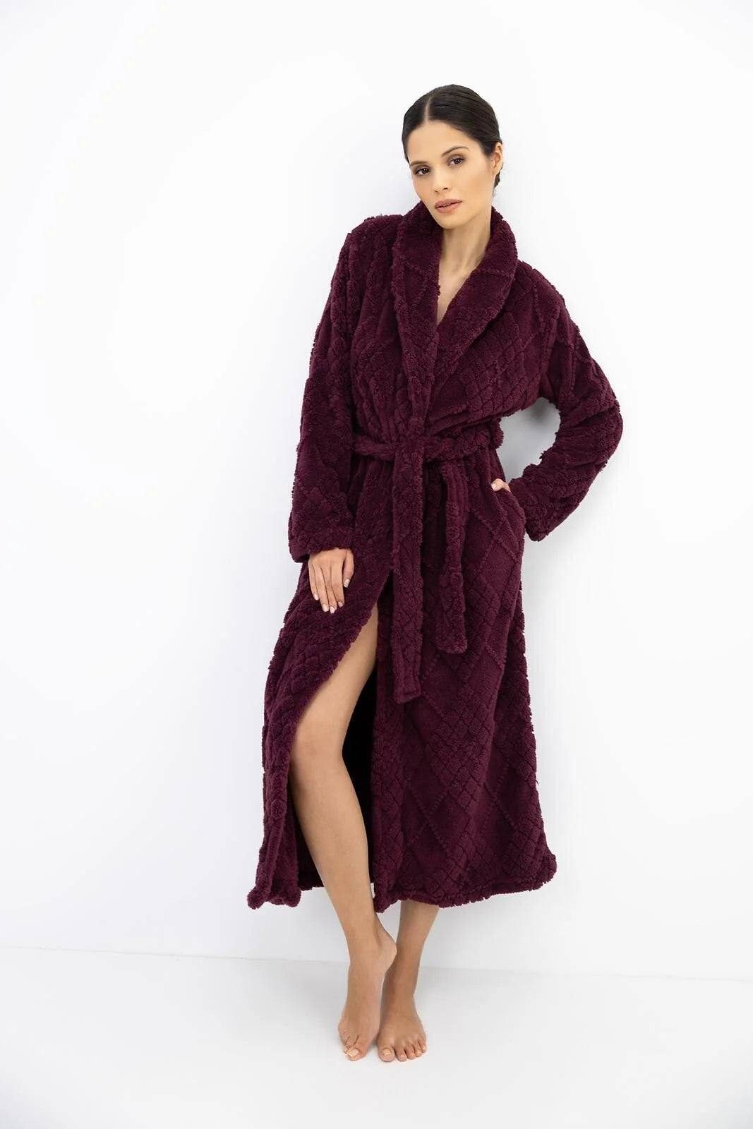 Rosira - vestaglia lunga da donna in tessuto goffrato