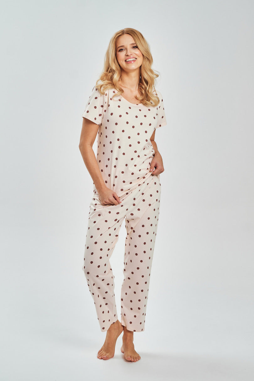 Nita | Pigiama Donna in 100% Cotone a Pois con Pantaloni 7/8 - Lullaby Lingerie