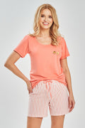 Viola | Pigiama Donna Estivo in Cotone – T-shirt con Stampa e Pantaloncini a Righe - Lullaby Lingerie