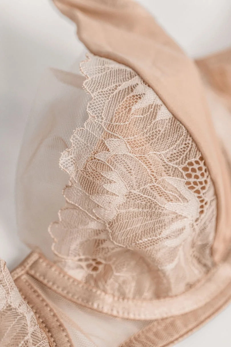 (selena) reggiseno soft da donna in pizzo nude con sostegno