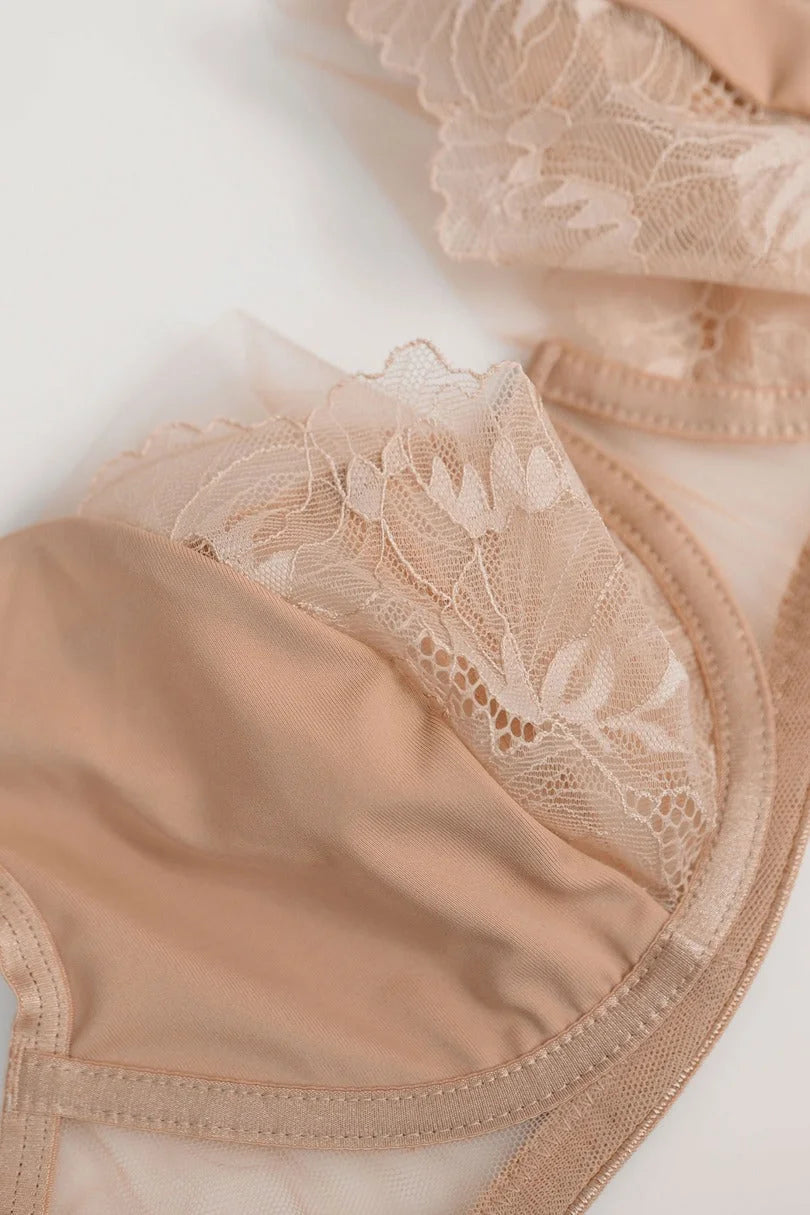 (selena) reggiseno soft da donna in pizzo nude con sostegno