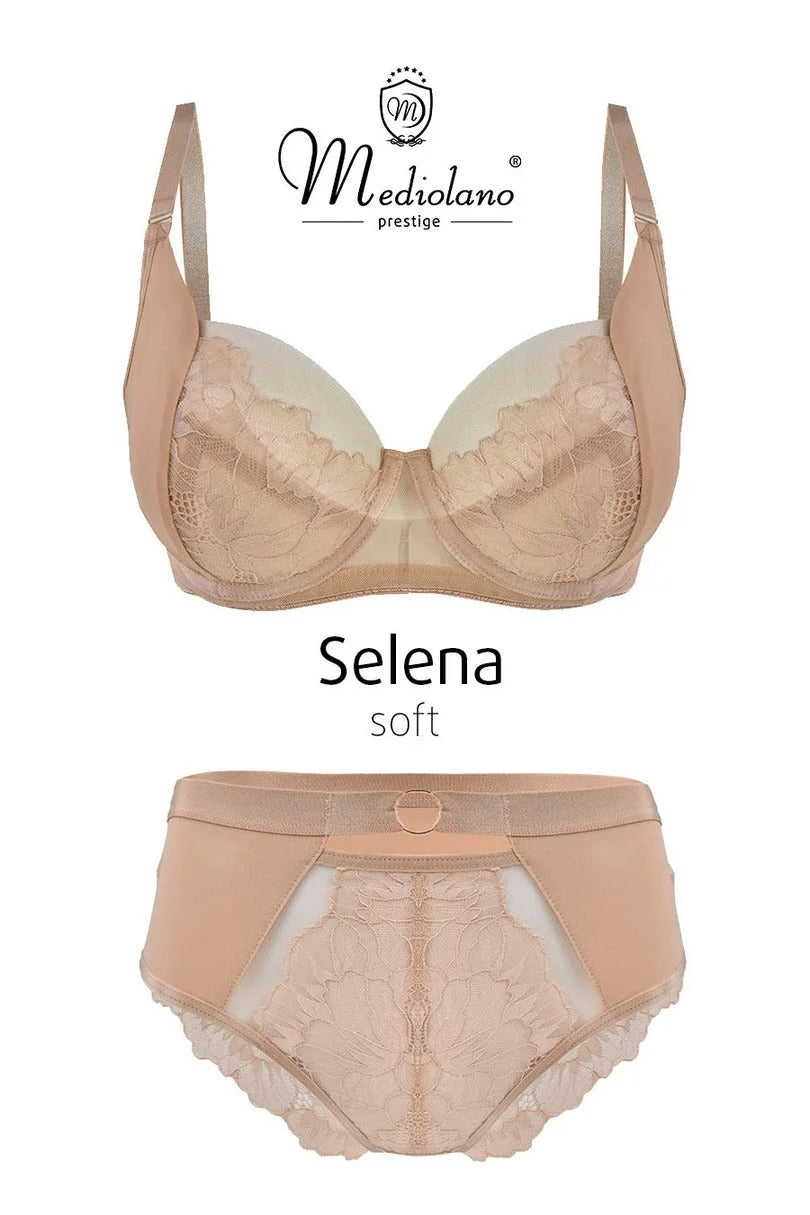 (selena) reggiseno soft da donna in pizzo nude con sostegno