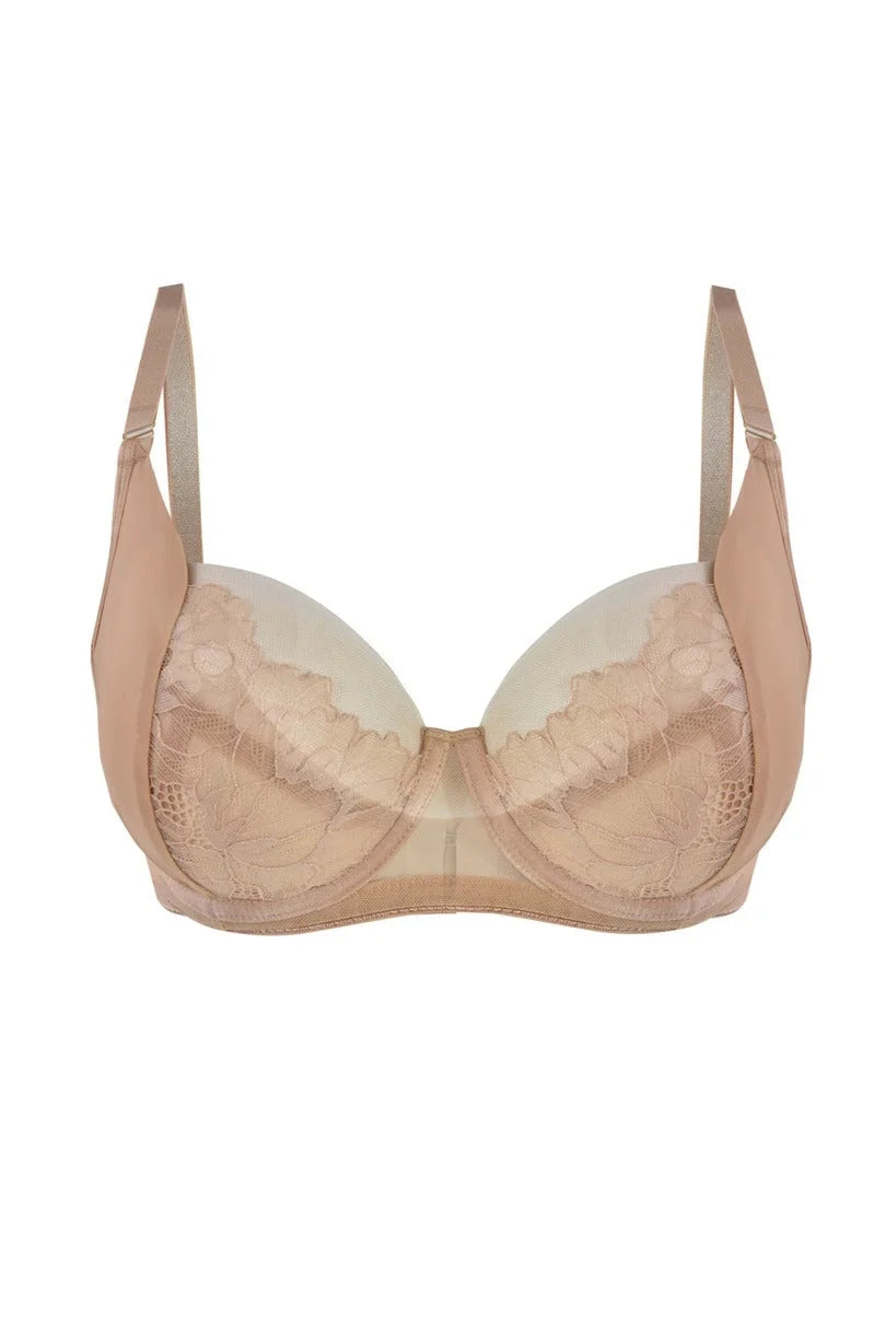 (selena) reggiseno soft da donna in pizzo nude con sostegno