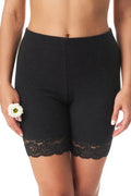 Shorts donna termici in cotone felpato con dettaglio pizzo