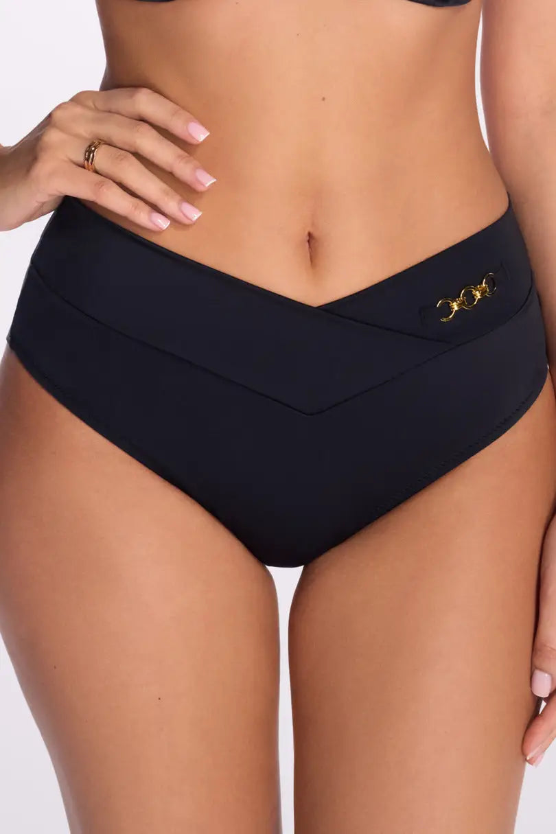Slip bikini brasiliano con dettaglio bijoux (new black)