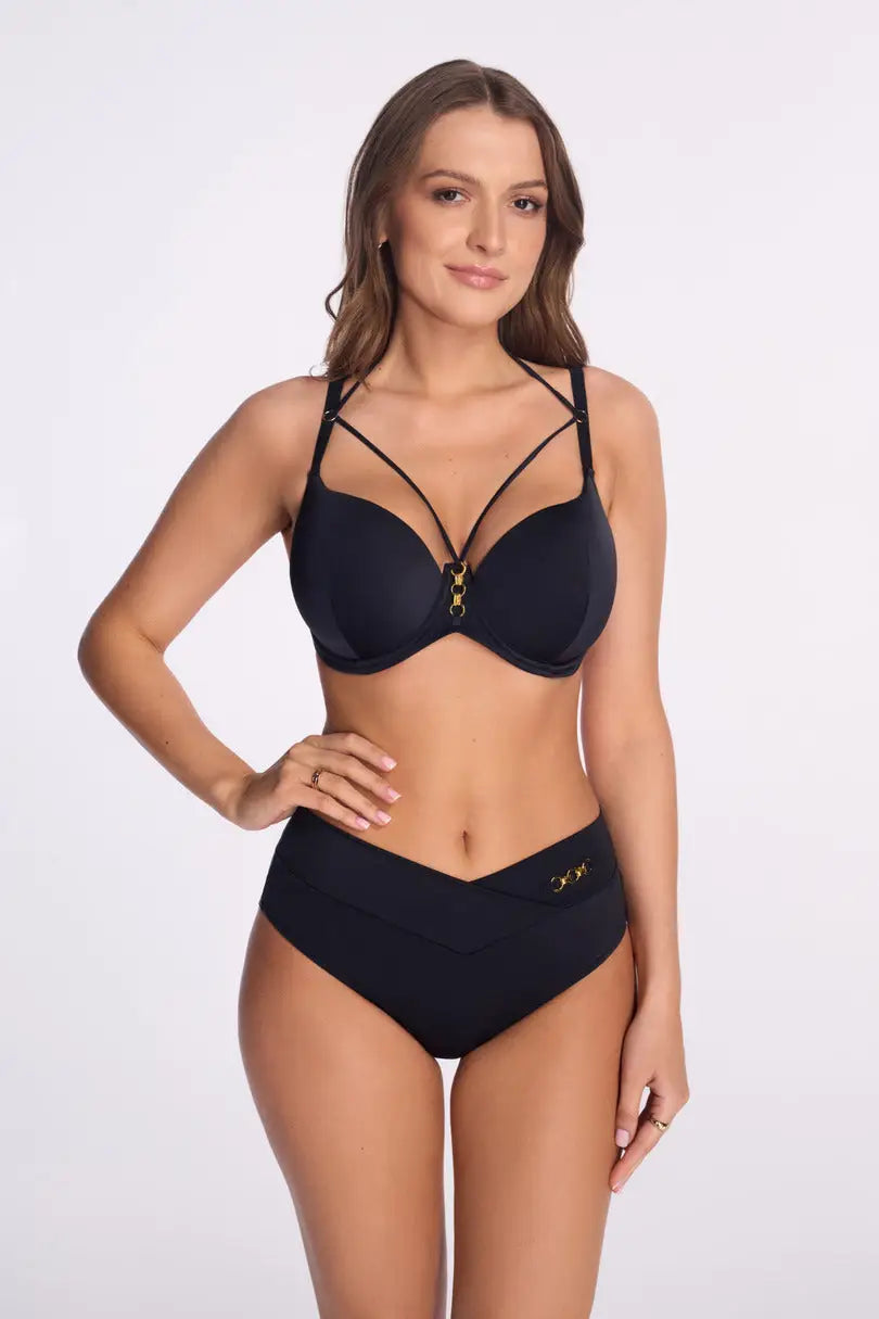 Slip bikini brasiliano con dettaglio bijoux (new black)