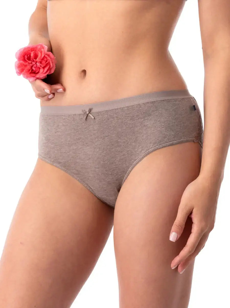 Slip bikini in cotone con retro pizzo - confezione da 2