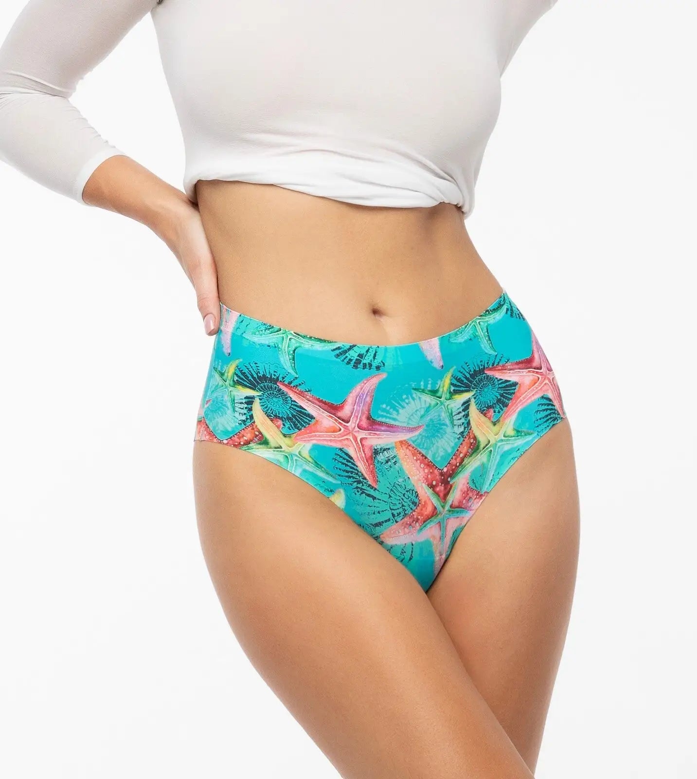 Slip brasiliano a vita alta in microfibra ultralight - sea