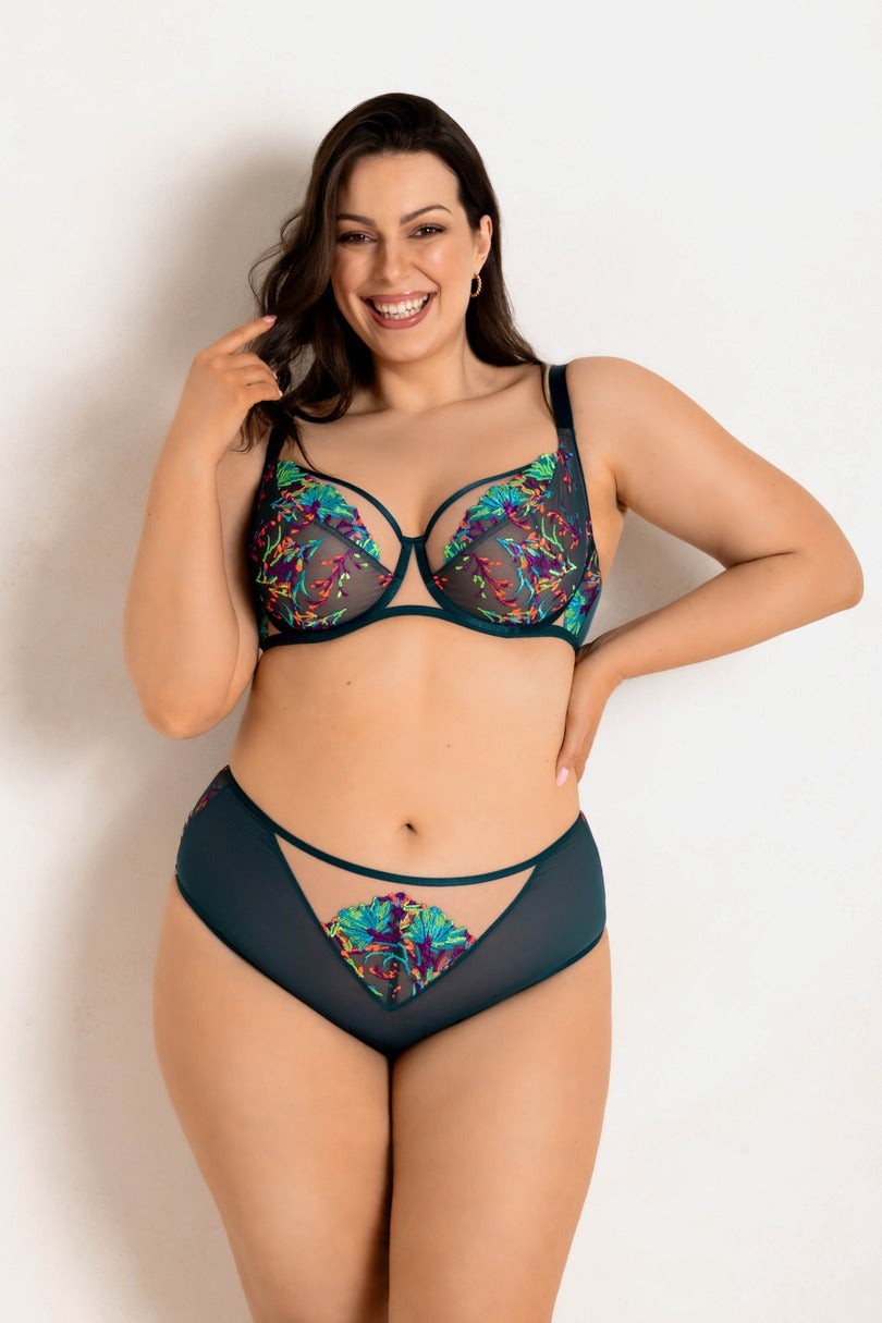 Slip da donna in tulle ricamato illusion