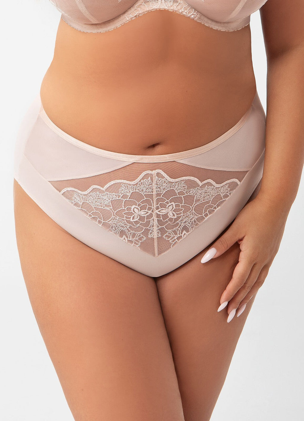 Slip donna a vita alta con pizzo adore beige
