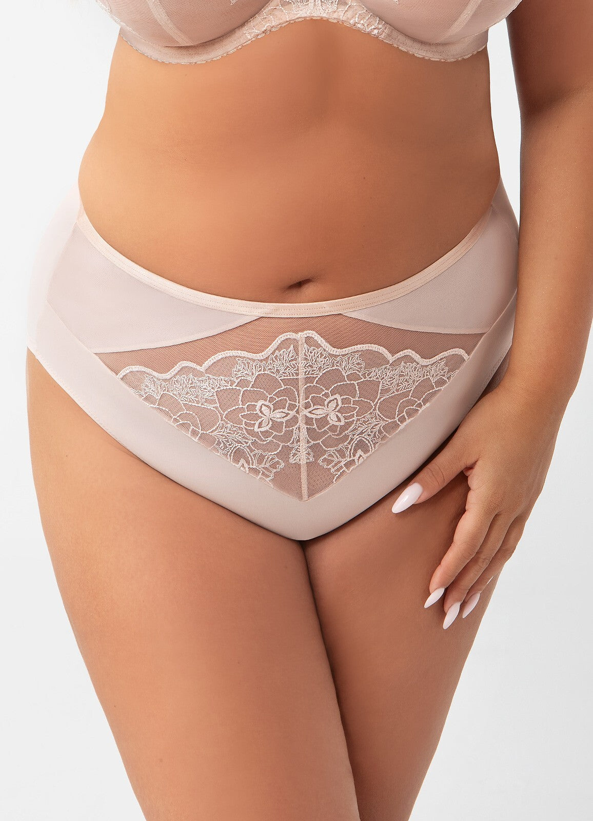 Slip donna a vita alta con pizzo adore beige