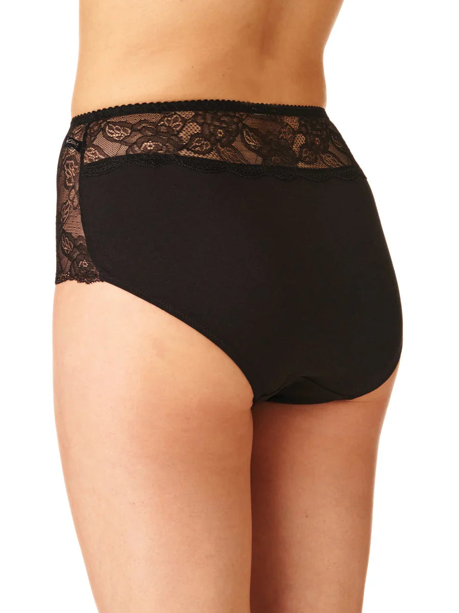 Slip donna a vita alta in cotone con inserti in pizzo
