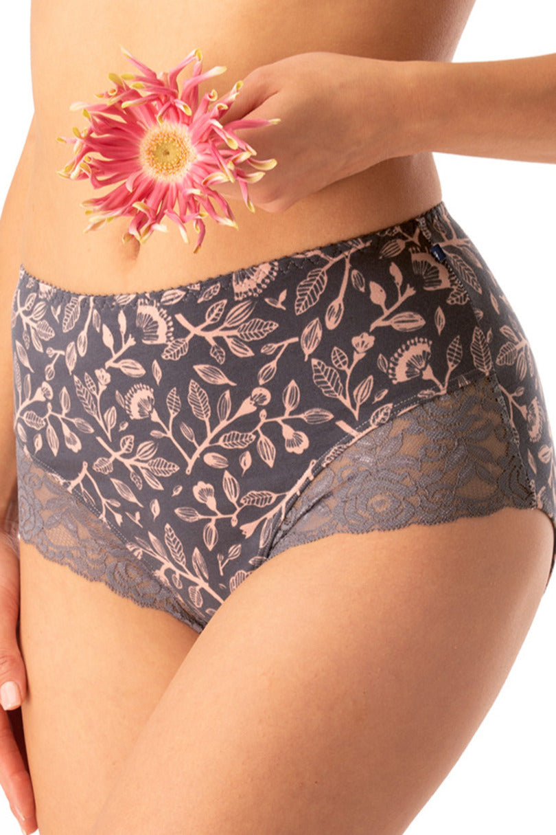 Slip donna a vita alta in cotone con retro in pizzo pack