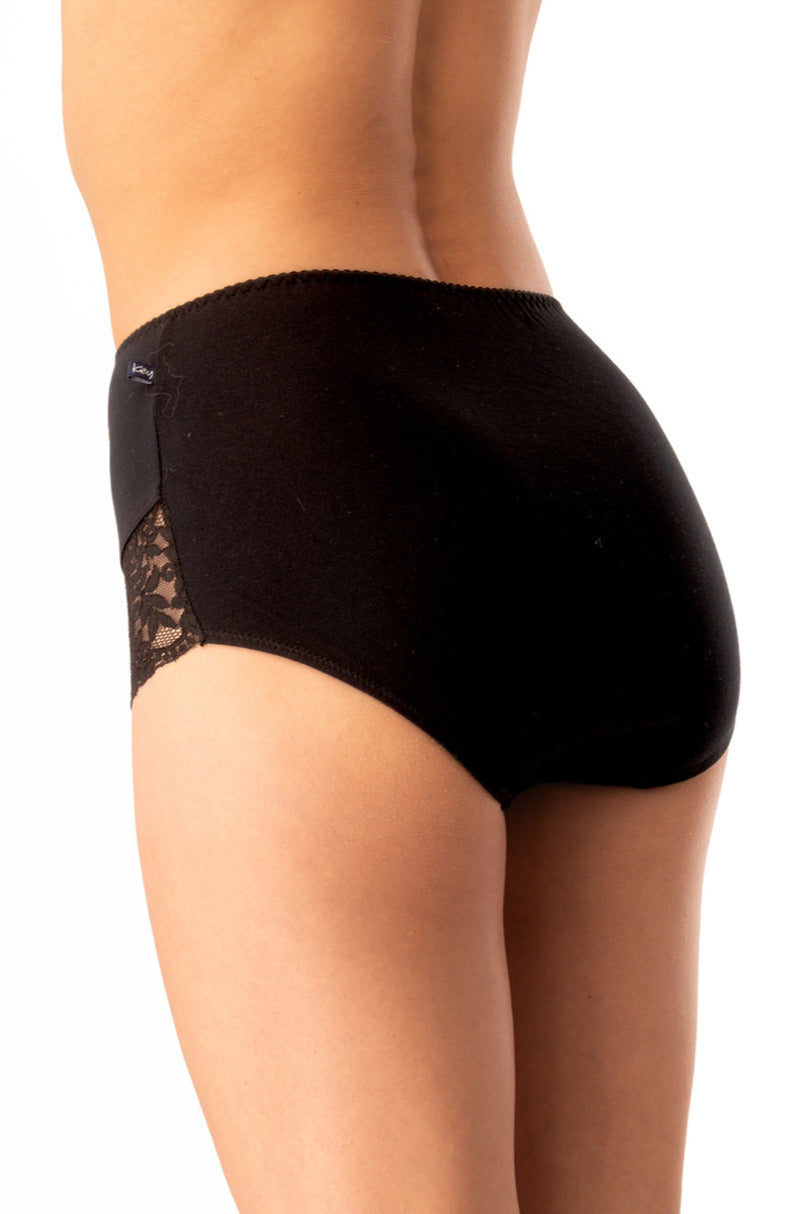 Slip donna a vita alta in cotone con retro in pizzo pack