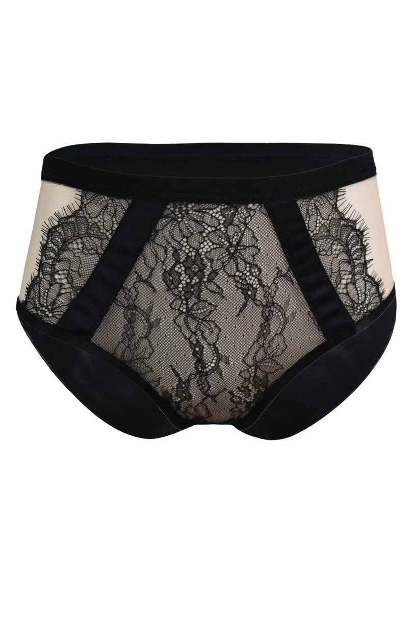 Slip da donna alti in pizzo - monaco - nero