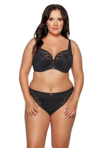 Slip donna brasiliano in microfibra e pizzo - nero - 2016