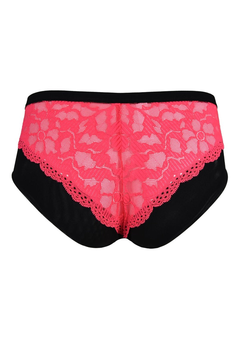 Slip donna con pizzo neon e tulle beige funny