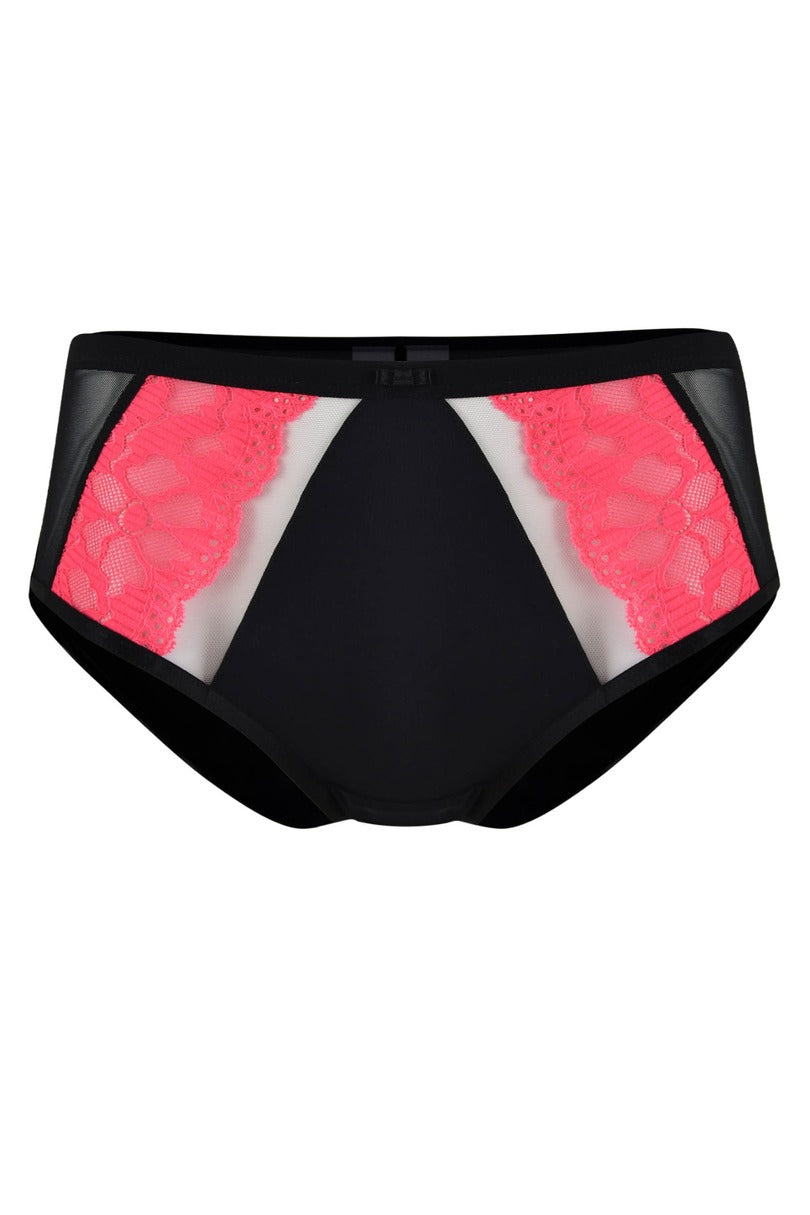 Slip donna con pizzo neon e tulle beige funny