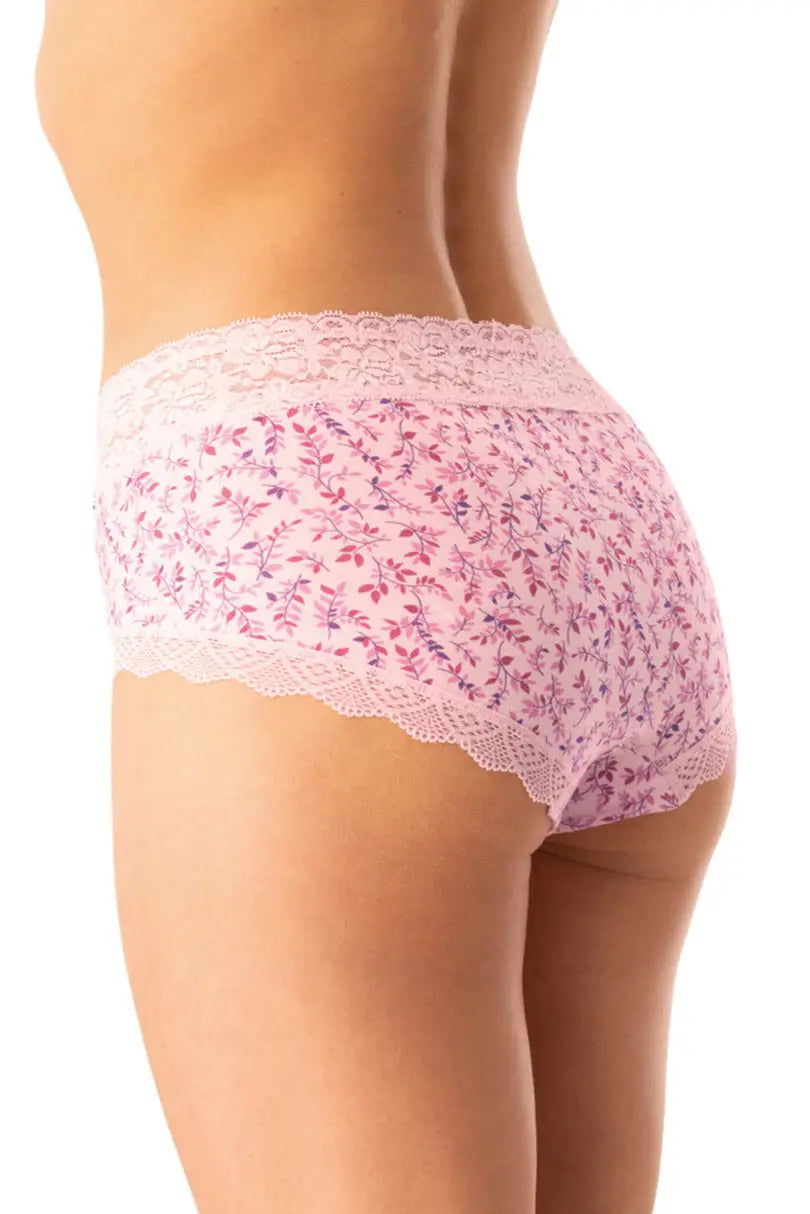 Slip donna in cotone fantasia con bordo pizzo - pack da 2