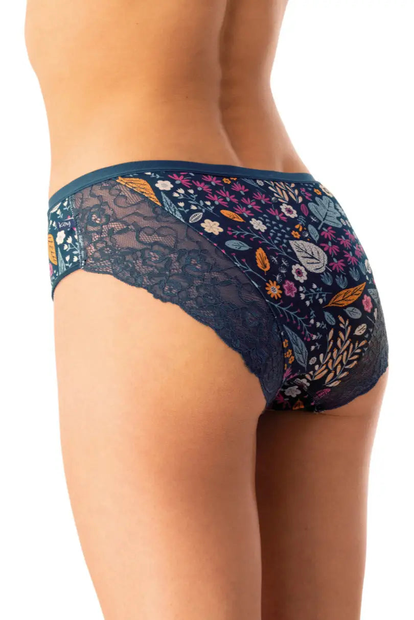 Slip donna in cotone fantasia con bordo pizzo - pack da 2