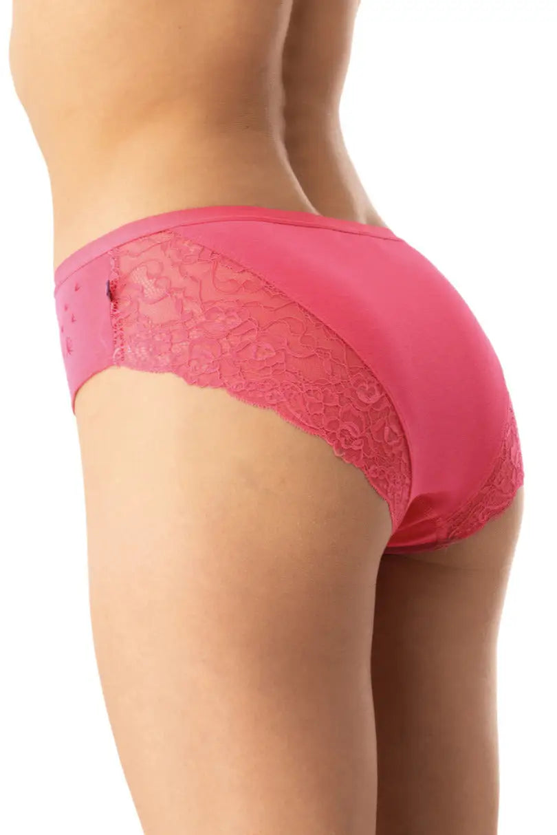 Slip donna in cotone fantasia con bordo pizzo - pack da 2