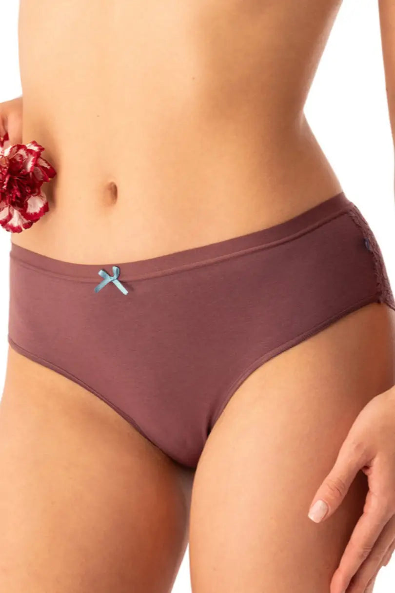 Slip donna in cotone fantasia con bordo pizzo - pack da 2