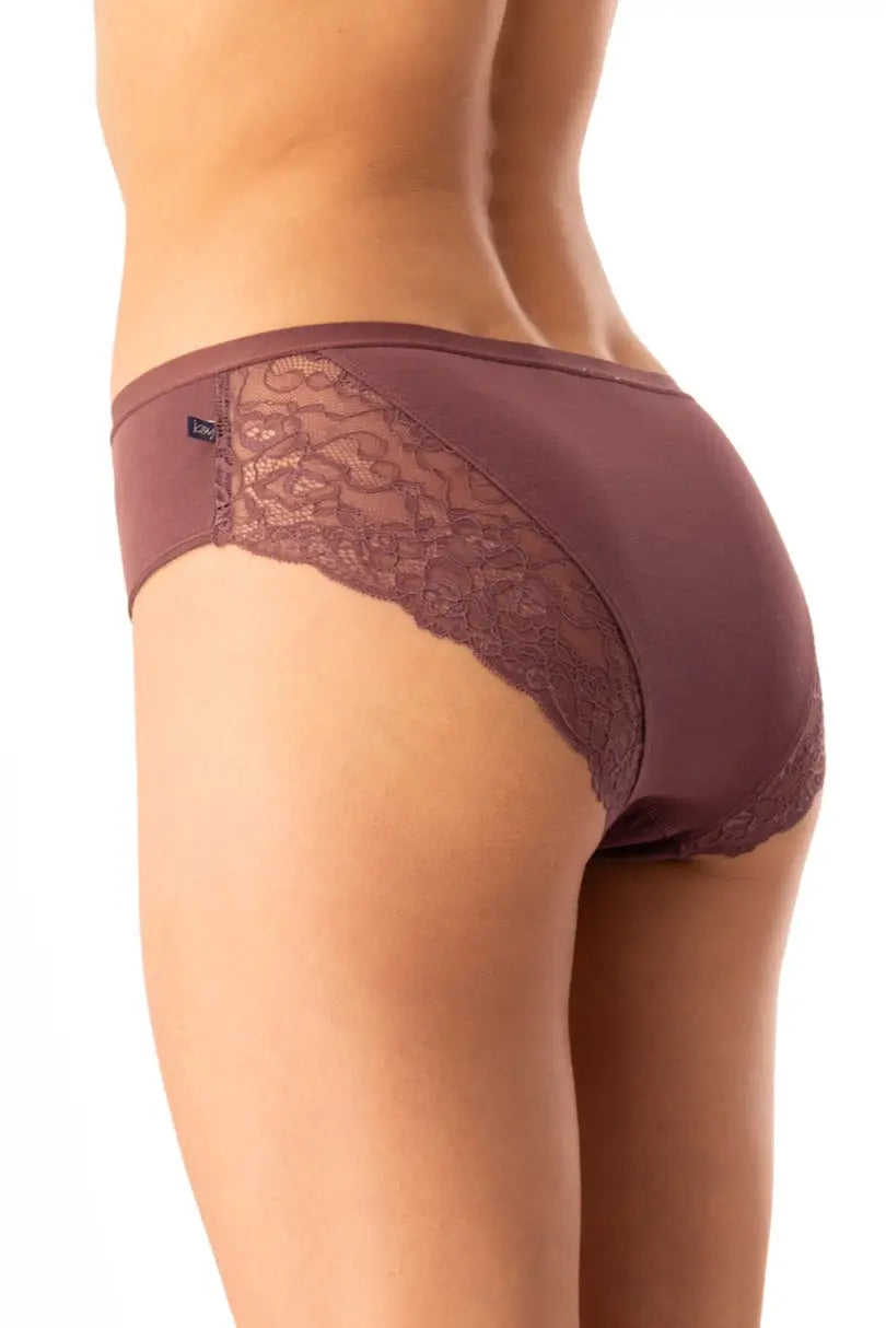 Slip donna in cotone fantasia con bordo pizzo - pack da 2