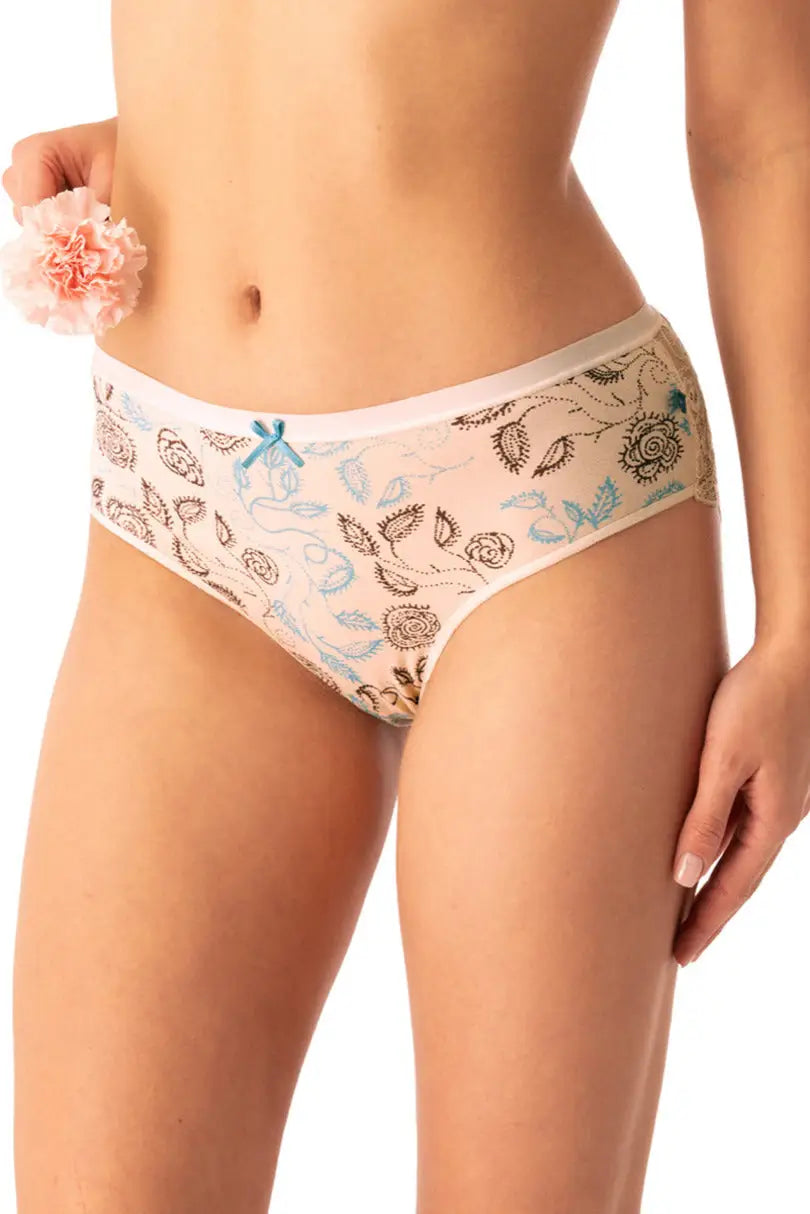 Slip donna in cotone fantasia con bordo pizzo - pack da 2