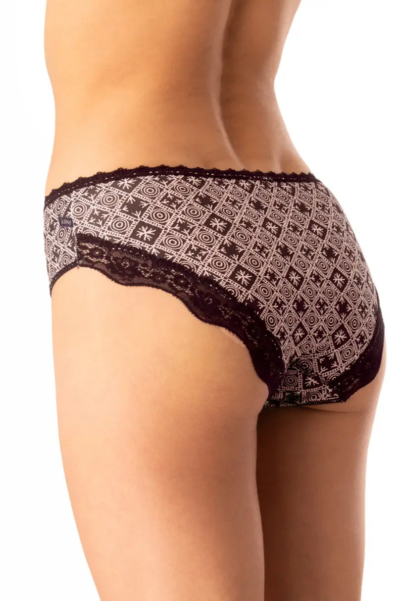 Slip donna in cotone fantasia con bordo pizzo - pack da 2