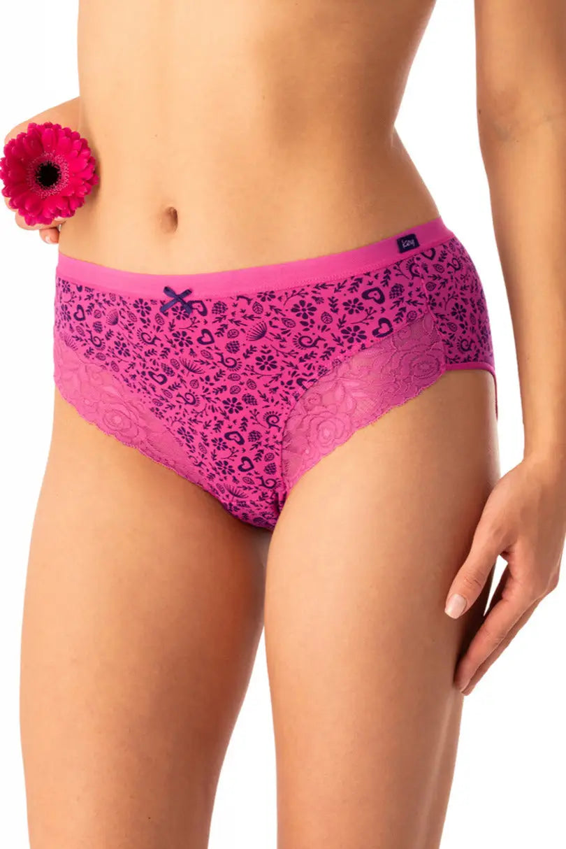 Slip donna in cotone fantasia con bordo pizzo - pack da 2