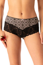 Slip donna in cotone fantasia e pizzo - confezione da due