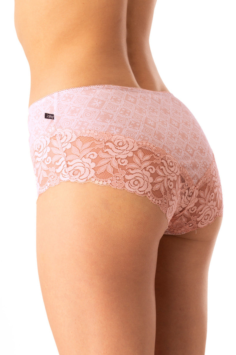 Slip donna in cotone fantasia e pizzo - confezione da due